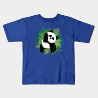 Cute Panda in Leaves Art Kids T-Shirt